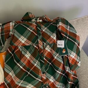 Gymboree Green and Brown Plaid Kids Casual Dress